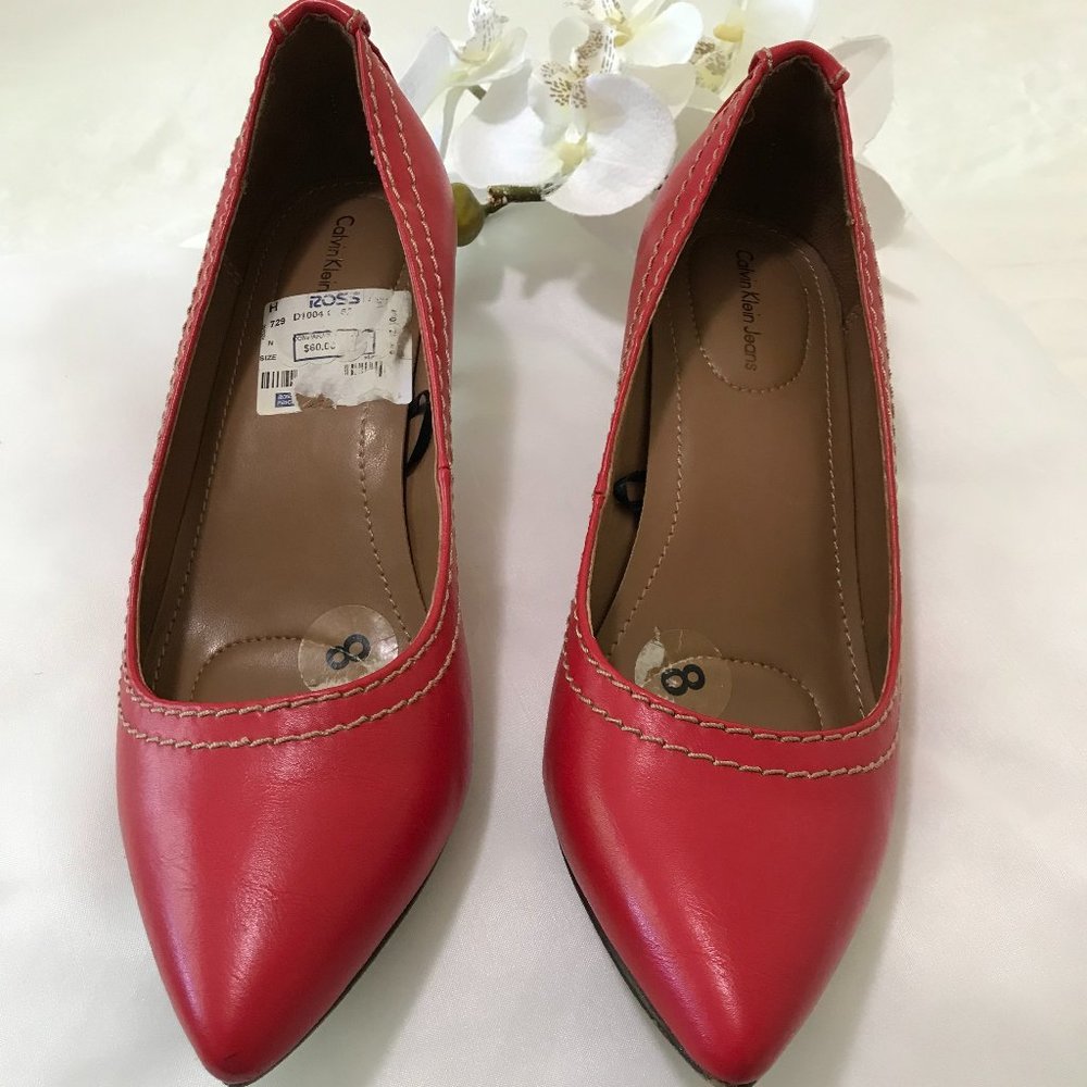 Calvin Klein Jeans red shoes leather. Size 8